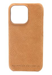 Brunello Cucinelli grained-leather iPhone 14 Pro case - Marrone