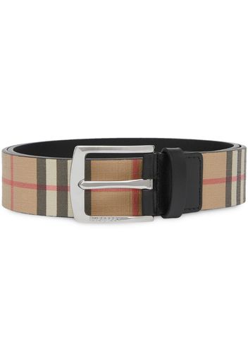 Vintage Check E-canvas and Leather Belt