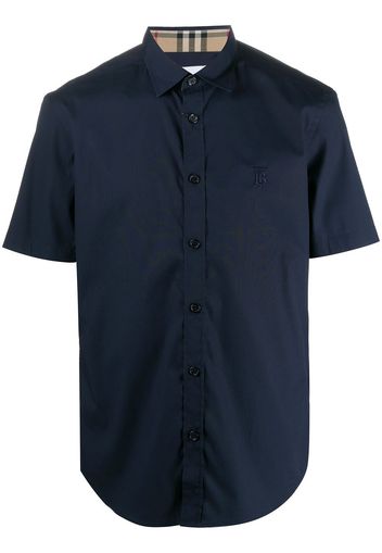 Burberry embroidered TB monogram shirt - Blu