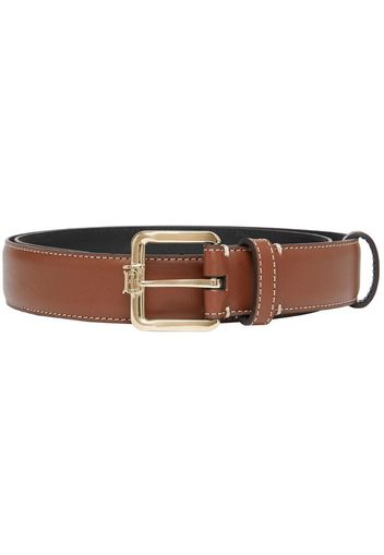 Monogram-motif topstitched leather belt