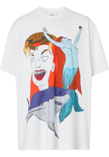 Burberry sea maiden-print sheer T-shirt - Bianco