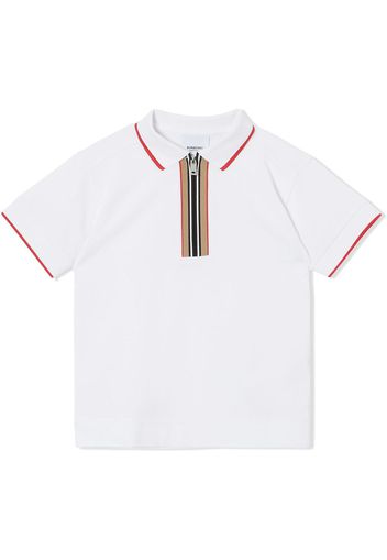 Burberry Kids striped-trim polo shirt - Bianco