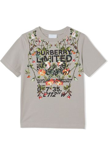 Burberry Kids T-shirt a fiori - Grigio