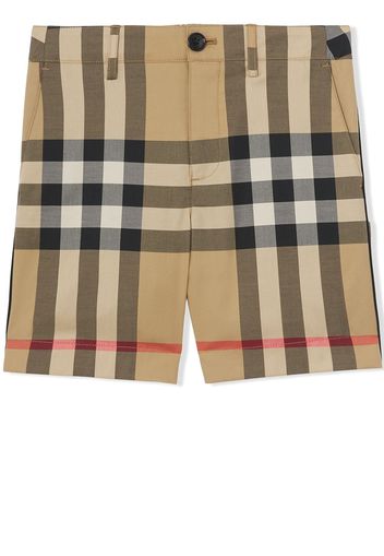 Burberry Kids Shorts a quadri - Marrone