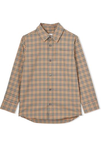 Burberry Kids check-print long-sleeve shirt - Marrone