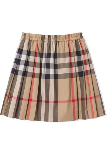 Burberry Kids check-pattern pleated skirt - Marrone