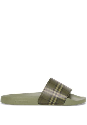 Burberry Sandali slides Furley con motivo Vintage check - Verde