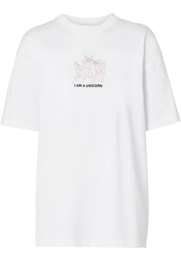 Burberry embroidered deer oversized T-shirt - Bianco