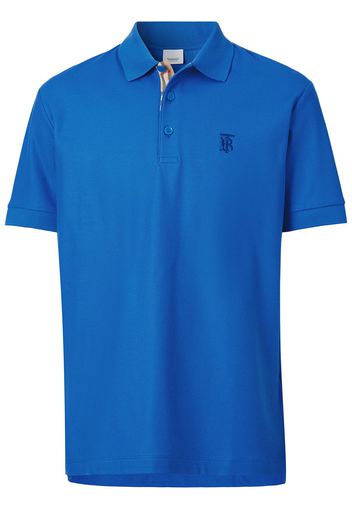 Burberry monogram-motif cotton-piqué polo shirt - Blu