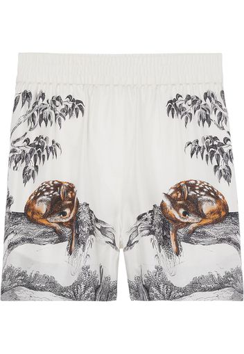 Burberry deer sketch print shorts - Bianco