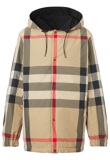 Burberry reversible check recycled polyester hooded jacket - Nero