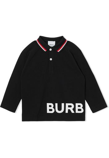 Burberry Kids Polo a maniche lunghe con stampa - Nero