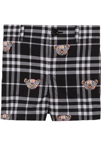 Burberry Kids Thomas Bear-print checked cotton shorts - Nero