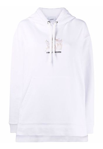 Burberry step-hem embroidered hoodie - Bianco