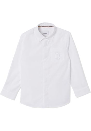 Burberry Kids monogram-embroidered cotton shirt - Bianco