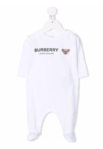 Burberry Kids Thomas Bear-print sleepsuit - Bianco