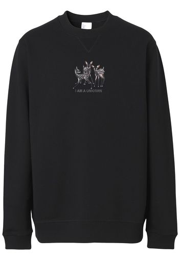 Burberry deer-embroidered cotton sweatshirt - Nero