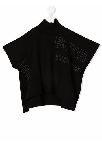 Burberry Kids logo-print mock neck poncho - Nero