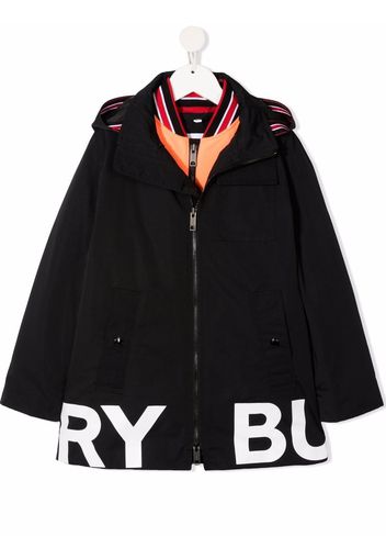 Burberry Kids layered logo-print coat - Nero