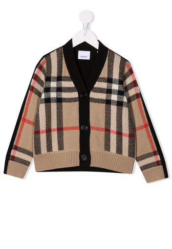 Burberry Kids check jacquard cardigan - Marrone