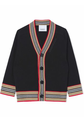 Burberry Kids icon stripe wool cardigan - Nero