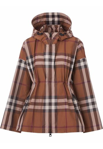 Burberry check-print hooded jacket - Marrone