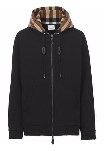 Burberry check-hood panelled hoodie - Nero