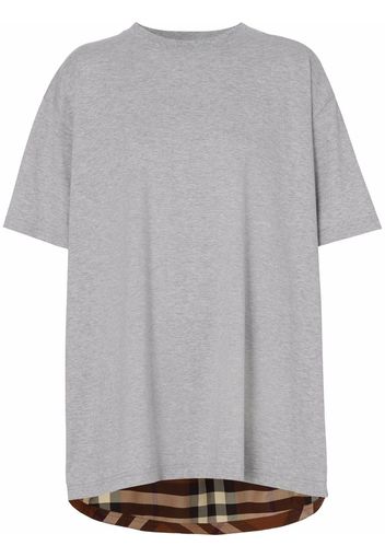 Burberry check-panel T-shirt - Grigio