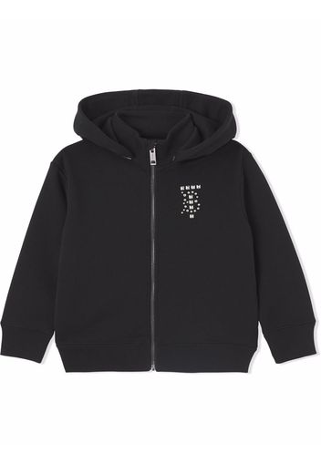 Burberry Kids monogram-motif cotton zip-up hoodie - Nero