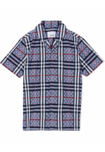 Burberry Kids short-sleeve check shirt - Blu