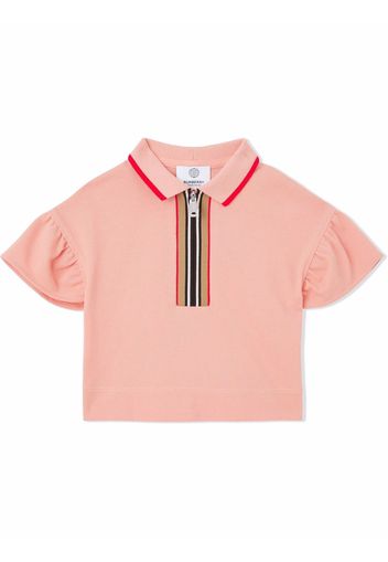 Burberry Kids Icon stripe zip-front polo shirt - Rosa