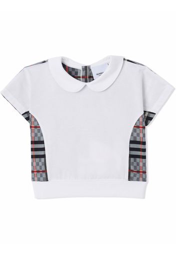 Burberry Kids chequerboard-panel T-shirt - Bianco