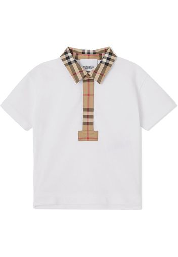 Burberry Kids Polo con bordo a quadri - Bianco