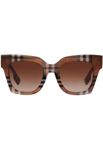 Burberry check pattern square-frame sunglasses - Marrone