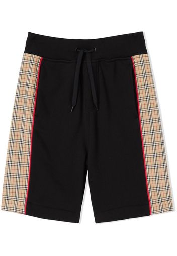 Burberry Kids check panel cotton shorts - Nero