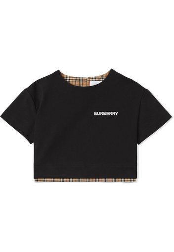 Burberry Kids Vintage Check panel T-shirt - Nero