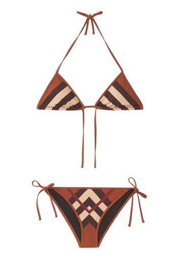 Burberry Chevron Check triangle bikini - Marrone