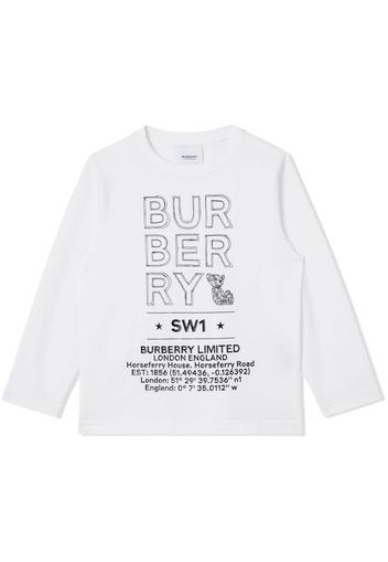 Burberry Kids T-shirt a maniche lunghe con stampa - Bianco