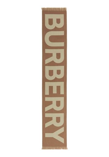 Burberry logo wool jacquard scarf - Marrone