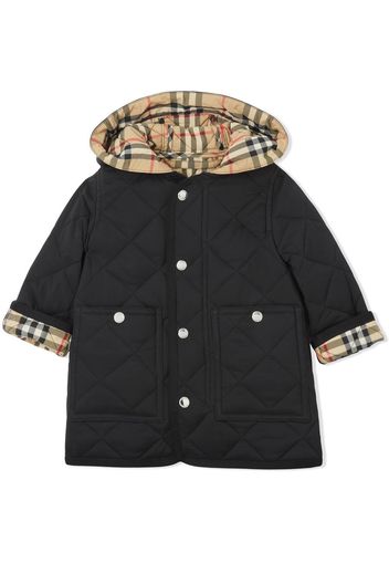 Burberry Kids diamond-quilted hooded coat - Nero