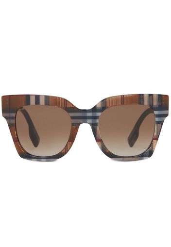 Burberry check square-frame sunglasses - Marrone