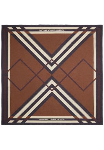 BURBERRY Check-print cotton scarf - Marrone