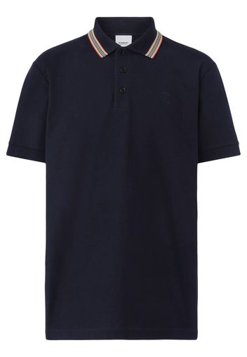 Burberry embroidered TB polo shirt - Blu