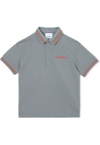 Burberry Kids Polo Icon-Stripe - Grigio