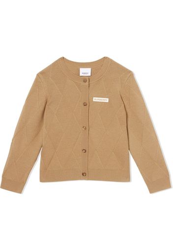 Burberry Kids Cardigan con applicazione - Marrone