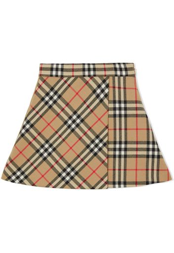 Burberry Kids Gonna plissettata con motivo Vintage Check - Marrone