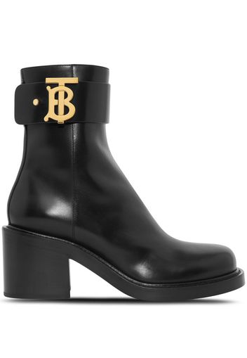 Burberry side logo-plaque detail 70mm boots - Nero