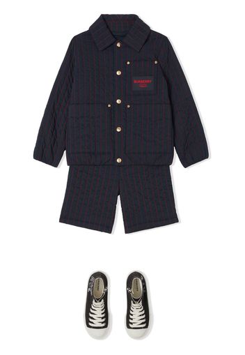 Burberry Kids Giacca-camicia gessata - Nero