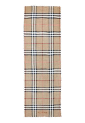 Burberry Exaggerated Check-print fine knit scarf - Marrone