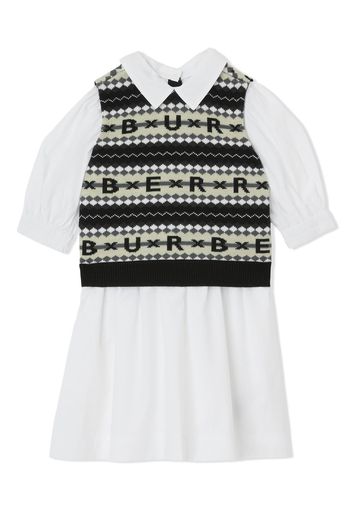 Burberry Kids Fair Isle cotton shirt dress - Bianco